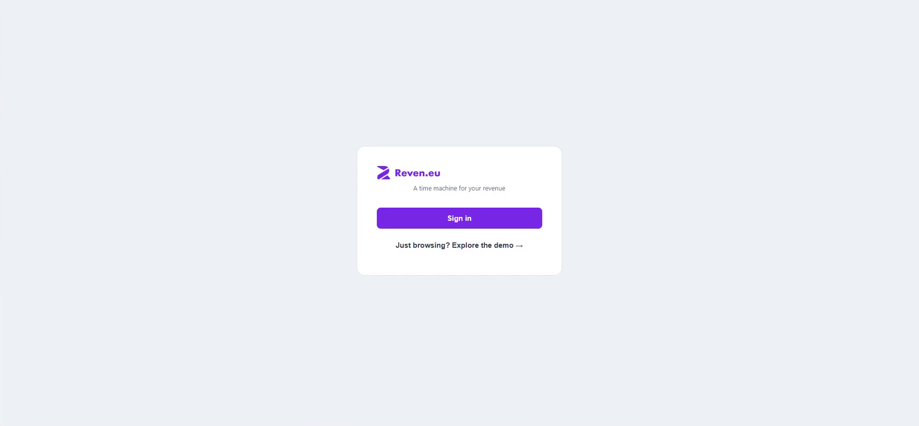 Reven.eu landing screen with a Sign in button